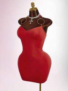 Y2K Amplova Plus Size Sexy Backless Mini Dress, Fashionable And Fitted, Summer