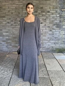 DAZY 2pcs/Set Women Loose Casual Slouchy Grey Outfit, Autumn/Winter Lounge Sets For Women - Grey - View 3
