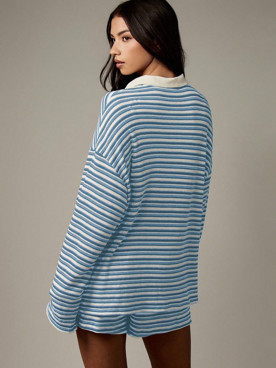 MISSGUIDED Oversized Retro Striped Co Ord Rugby Shirt Shorts Set Preppy Summer Beach Resort Poolside Holiday Lounge Wear