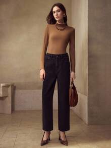 MOTF PREMIUM JEANS DE PIERNA ANCHA CON CINTURA DE CABLE - Negro - Ver 6