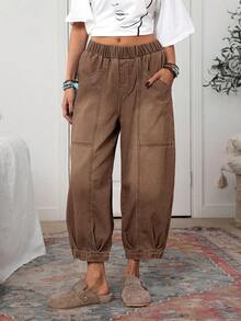 EMERY ROSE Jeans casual évasés avec poches et taille élastique pour femmes