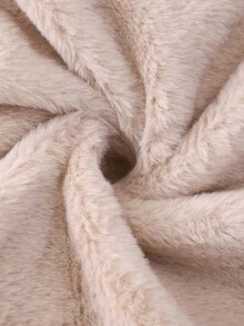 1pc Girls Fluffy Coat With Waist Belt, Bow Decor And Beret Hat, Sweet & Cute Plush Coat Suitable For Autumn/Winter Fall