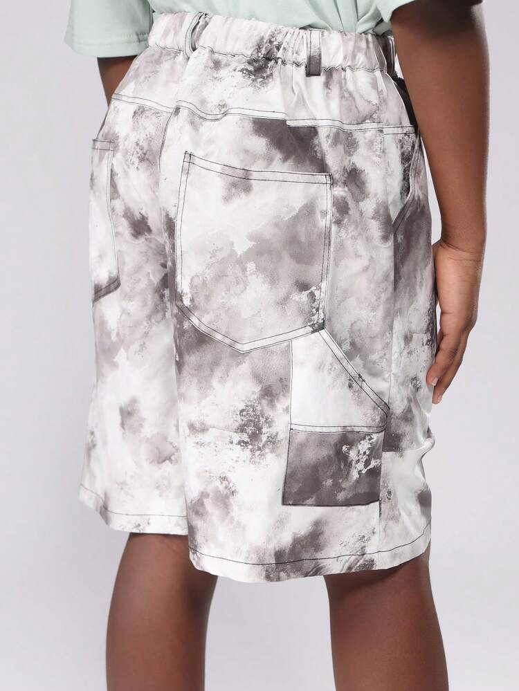 Mint Graphic T-Shirt With Tie Dye Shorts Set