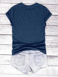 EMERY ROSE Women's Round Neck Heart Print Short Sleeve Casual Fashion Regular T-Shirt