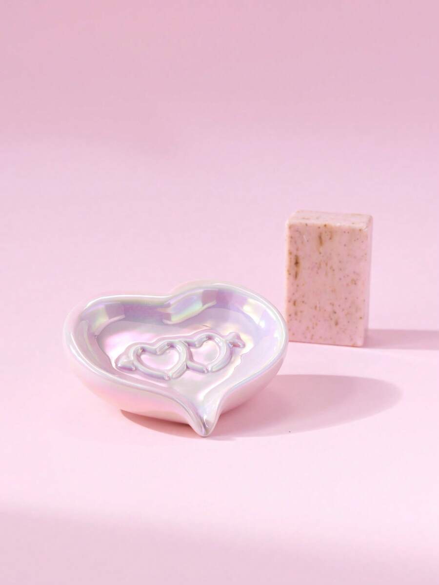 Zazumi 1 Buah Tempat Sabun Keramik Anti Selip Berbentuk Hati Warna Pink untuk Hari Valentine, Ulang Tahun, Pernikahan, Dekorasi Kamar Mandi Romantis, Ide Hadiah, Aksesori Rumah, Perlengkapan Mandi, Hadiah untuknya, Organizer Meja Rias - Berwarna merah muda - View 1