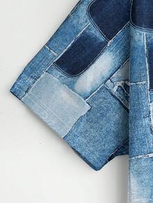 Zolique 女款夏季圓領短袖上衣和短褲套裝，隨性休閒 - 藍色 - 查看 3