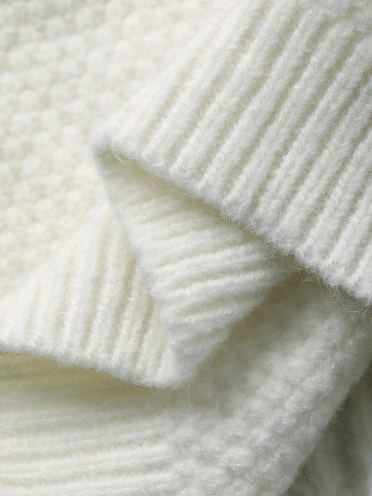 Baby Girl Crew Neck Solid Color Bow Knit Long Sleeve Sweater, Korean Style Fall, Winter Toddler Girls Clothes