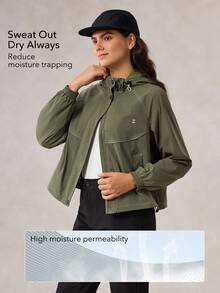OutZeal Áo khoác ngoài trời chống nước có dải phản quang túi bên hông dành cho nữ đi bộ đường dài cắm trại mùa thu đông - màu xanh lá - Xem 4