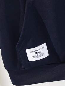 SHEIN Tween Boys' Embossed Letter Casual Oversized Men Hoodie Sweatshirt, Comfortable, Stylish, Versatile, Soft Fabric, Suitable For Daily Wear, School, Outings, Outdoor Activities, Autumn/Winter Boys Hoodie Kids Hoodie  Sweatshirts  Halloween   Hoodie Navy Blue Hoodie Dark Blue Hoodie Cotton Hoodie Hoodie With Pocket Fall Autumn And Winter Teen Hoodie