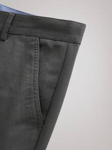 Officeau Men's Solid Color Diagonal Pocket Suit Pants, Formal Casual Pants, Men's Straight Business Slim Suit Pants, Suitable For Business, Weddings, And Travel, Formal Business, Fall, Winter, Old Money Men's Dress Pants Spring To Summer - Grey - View 4