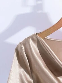 Franclia 女士优雅法式精致优雅荷叶边领衬衫搭配百褶中裙，卡其色西装套装，秋冬 - 卡其色 - 查看 7