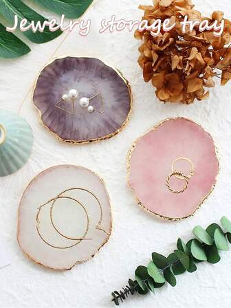 1pc Jewelry Display Tray With Metal Trim, ABS Jewelry Showcase Tray For Necklaces, Bracelets, Rings, Earrings Back To School