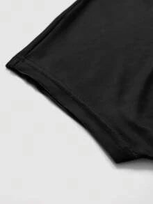 SHEIN Sommer Damen Sexy Retro Königin Krone Muster asymmetrischer Ausschnitt Schwarz Kurzarm T-Shirt, Lässig & Modisch - Verschiedenfarbig - Übersicht 4