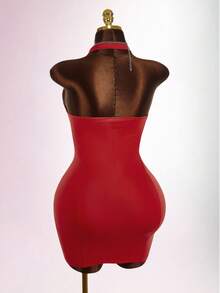 Y2K Amplova Plus Size Sexy Backless Mini Dress, Fashionable And Fitted, Summer
