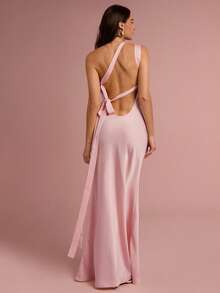 Enchnt Elegantes rückenfreies Damen-Einfarbiges Kleid, geeignet für Partys