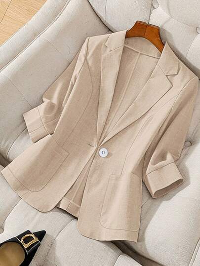 Franclia Women's Casual Solid Color Long Sleeve Blazer Jacket, Autumn