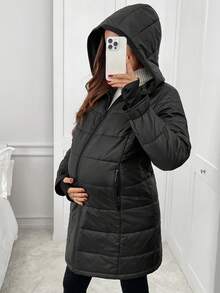 SHEIN Maternity Jacket With Zippers On Both Sides For Carrying Baby