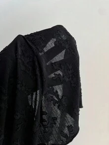 Flirla 女士露肩长袖T恤上衣，适合约会和外出 - 黑色 - 查看 8