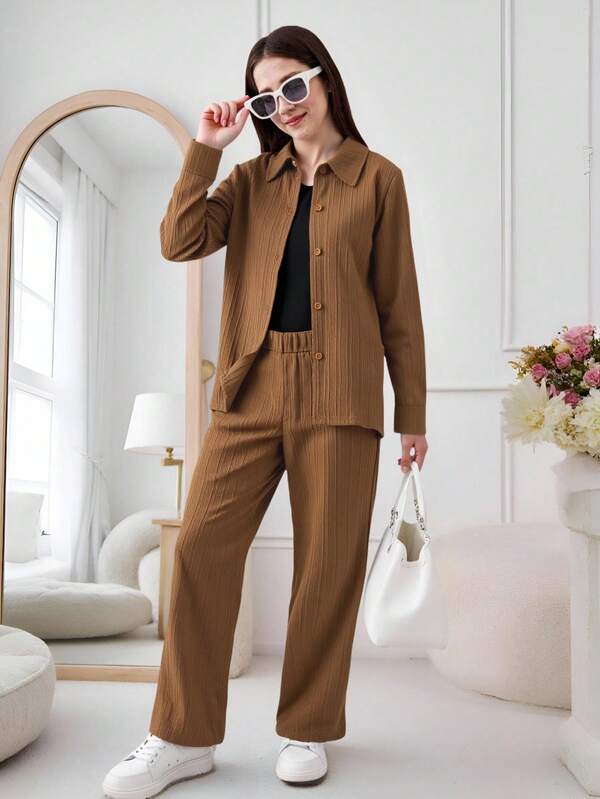 SHEIN Teen Girls' Clothing Set