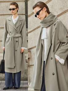 Lumivelle 女士休闲通勤披肩风衣，秋季新品 - 卡其色 - 查看 1