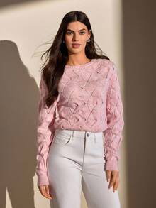 CLARA VERO Women Sweater Pink Button For Winter,Jumper,Cream Jumper,Jumpers,Christmas Jumper,White Jumper,Black Jumper,Ladies Jumper,Women's Jumpers - Pink - View 5