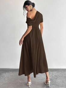 Firerie Women's Elegant Ball Gown Wedding Party Graduation Sleeveless Princess A-Line Long Dress,Prom Dress,Fall Wedding Guest Dress - Coffee - View 2