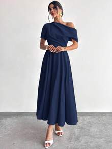 Firerie 女士优雅舞会礼服婚礼派对毕业典礼无袖公主A字长裙 - 藏蓝色 - 查看 6