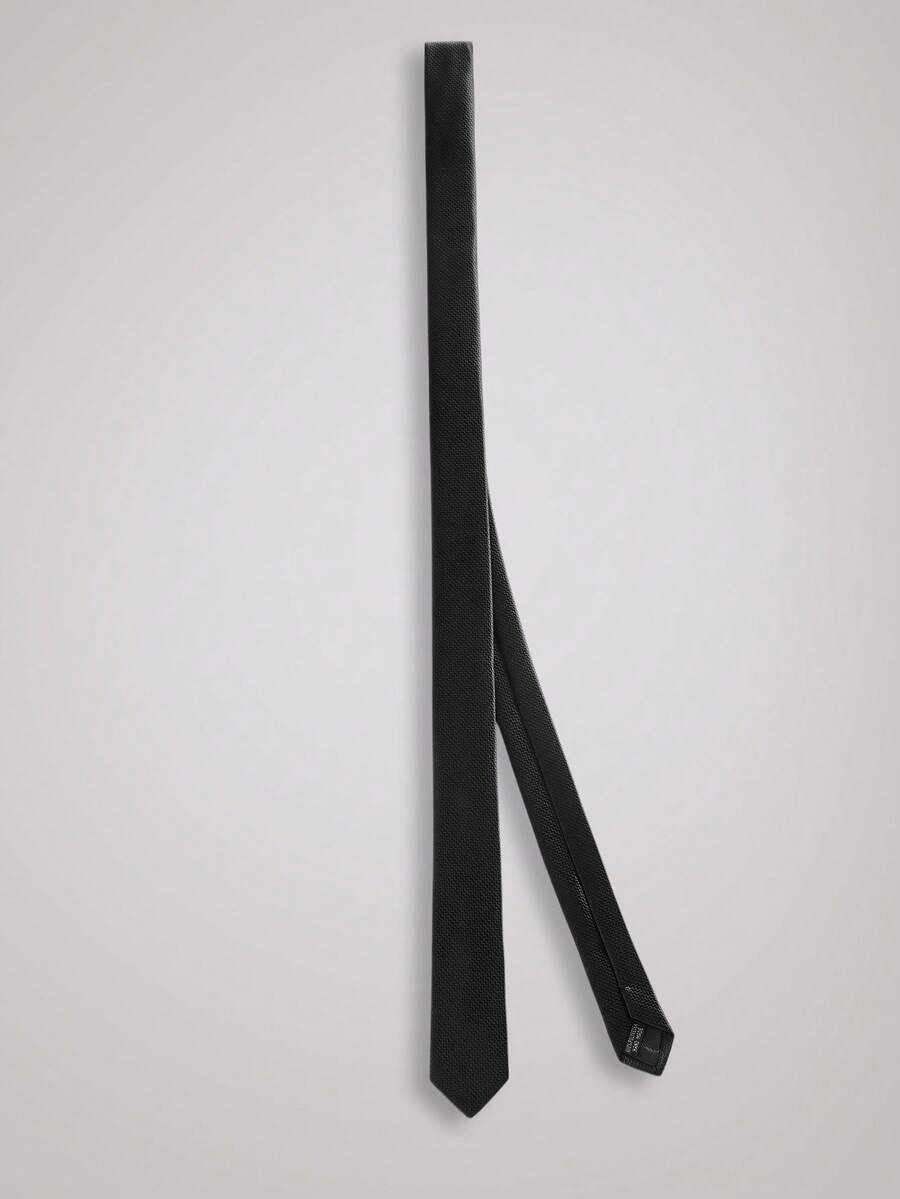 Officeau OFFICEAU 5cm Black Skinny Necktie For Men, Casual & Versatile