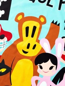 Paul Frank X ROMWE 1 件卡通图案壁挂挂毯，适用于卧室、宿舍墙壁装饰 - 彩色 - 查看 2