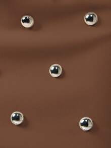 MISSGUIDED 铆钉迷你裙，前领结细节，周末派对俱乐部夜场时尚高腰及膝金属点缀，个性单品，秋冬系列