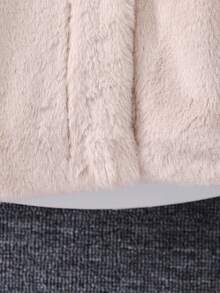 1pc Girls Fluffy Coat With Waist Belt, Bow Decor And Beret Hat, Sweet & Cute Plush Coat Suitable For Autumn/Winter Fall