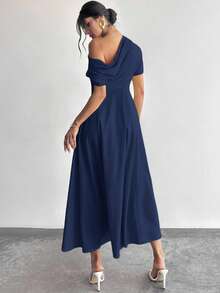 Firerie 女士优雅舞会礼服婚礼派对毕业典礼无袖公主A字长裙 - 藏蓝色 - 查看 2