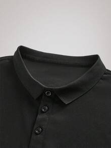 Áo Polo nam OFFICEAU màu trơn, kiểu dáng thường ngày, phong cách cổ điển mùa xuân đến hè. - màu đen - Xem 4