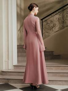 Anewsta Váy ren lệch vai thanh lịch, cao cấp dành cho nữ - Màu xanh lam - Xem 3