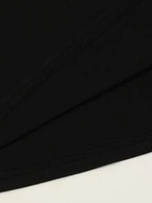 SHEIN Unity 女士休闲感恩节图案 T 恤 - 秋收印花，带有南瓜、树叶和“本季”文字，圆领可机洗上衣，适合秋季假期和休闲装、节日服饰、季节性时尚 T 恤 - 黑色 - 查看 6