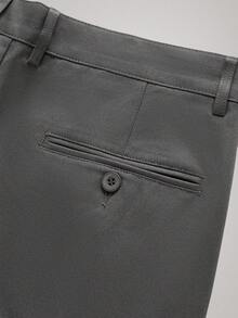 Officeau Men's Solid Color Diagonal Pocket Suit Pants, Formal Casual Pants, Men's Straight Business Slim Suit Pants, Suitable For Business, Weddings, And Travel, Formal Business, Fall, Winter, Old Money Men's Dress Pants Spring To Summer - Grey - View 5