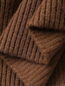 Livesso Áo khoác cardigan dệt kim rộng dáng rộng, buộc chéo vai màu trơn dành cho nữ mùa thu/đông - Cà phê nâu - Xem 3