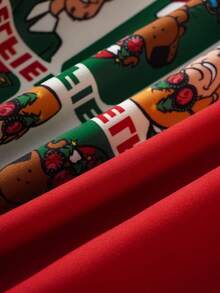 SCOOBY-DOO X SHEIN Sudadera de cuello redondo de manga larga con bloques de color y diseño navideño para niña preadolescente