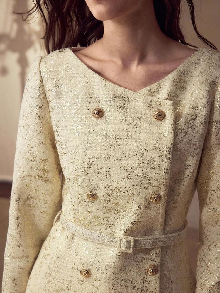 DOUBLE BREASTED BELTED TOP & PANTS SET