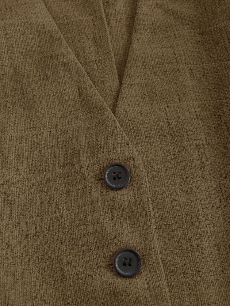 Ellevyn Women's Solid Color Single-Breasted Vest And Shorts Commuting Office Style Suit - Brown - View 9