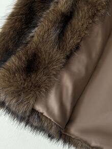 Maweii Große Größen Damen Locker Retro Mode Lässig Elegant Batik Taillengürtel Kragen Langarm Maxi Kunstpelz Mantel, Herbst/Winter - Kaffeebraun - Übersicht 7