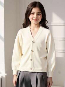 Tween Girl Button Front Cardigan  Cropped Cardigan Girls Kids Sweaters For Girls Girls Ribbed Cardigan Tween Cardigan Scalloped Cardigan