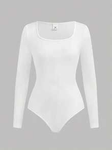 SHEIN Girlism Teen Girl Solid Color Square Neck Long Sleeve Casual Jumpsuit Fall Winter - Grey - View 5