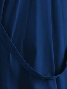 Vionelle Áo khoác trench coat dáng rộng màu trơn cỡ lớn - Màu xanh hải quân - Xem 8