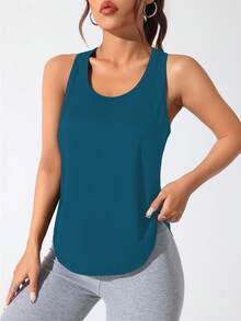 CourtClass 女式字母印花休闲健身运动背心 - 藍色 - 查看 2