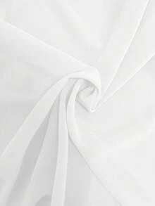 Franclia 夏季荷叶边泡泡袖V领纯色休闲衬衫 - 白色 - 查看 4