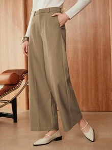 Avenne Women's Casual Solid Color Wide Leg Pants Fall Cloth For Women
