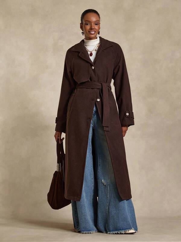 Bóhologie Women, Winter, Coat, Cashmere Fabric, Brown, Knee Length Casual , S For Women Trench Coat Women Brown Coat Outerwear Women Long Coat Long Coats For Women Brown Outfits For Women