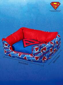 SUPERMAN X PETSIN 1pc Printed Removable & Washable Pet Bed Cushion, Comfortable & Fashionable For Cats And Dogs, Suitable For All Seasons