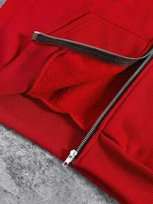 Manfinity EMRG Loose Fit Men's Hooded Sweatshirt With Thermal Lined, Fall Winter - Red - View 7